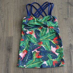Lime Ricki xs jungle triple strap tankini top